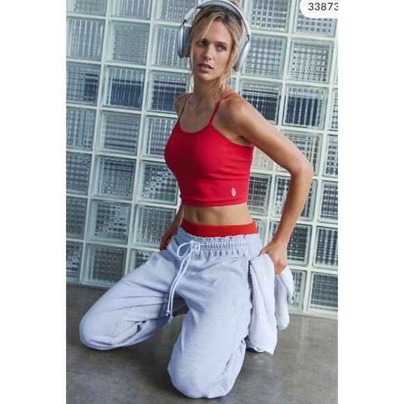 Free People Tops - Free People FP Movement Tank Top XS/S Red Happiness Runs Ribbed Seamless Cami